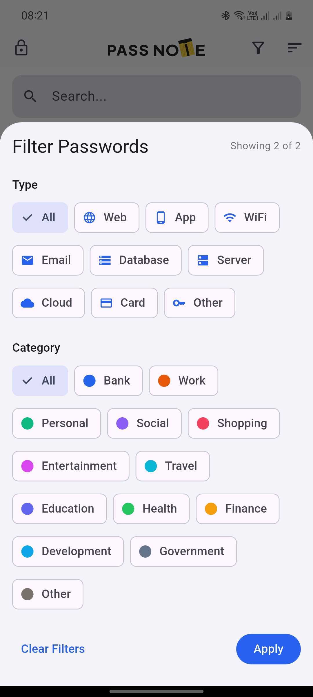Sorting and Filtering UI